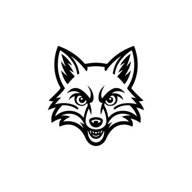 Tilki kafası tasviri. Logo, etiket ve imza için tasarım ögesi. Vektör illüstrasyonu
