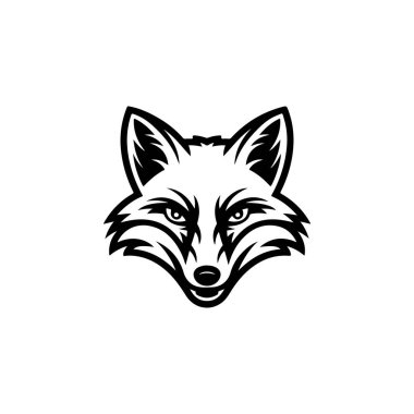 Tilki kafası tasviri. Logo, etiket ve imza için tasarım ögesi. Vektör illüstrasyonu