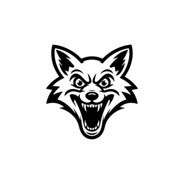 Tilki kafası tasviri. Logo, etiket ve imza için tasarım ögesi. Vektör illüstrasyonu