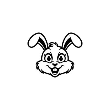 Tavşan kafası tasviri. Logo, etiket ve imza için tasarım ögesi. Vektör illüstrasyonu