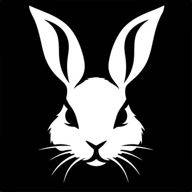 Tavşan kafası tasviri. Logo, etiket ve imza için tasarım ögesi. Vektör illüstrasyonu