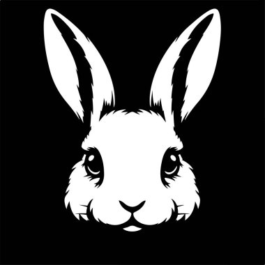 Tavşan kafası tasviri. Logo, etiket ve imza için tasarım ögesi. Vektör illüstrasyonu
