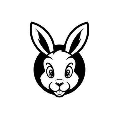 Tavşan kafası tasviri. Logo, etiket ve imza için tasarım ögesi. Vektör illüstrasyonu