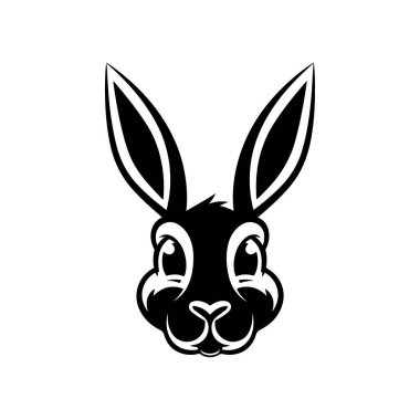 Tavşan kafası tasviri. Logo, etiket ve imza için tasarım ögesi. Vektör illüstrasyonu
