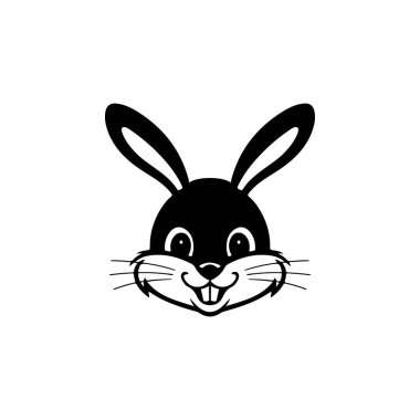 Tavşan kafası tasviri. Logo, etiket ve imza için tasarım ögesi. Vektör illüstrasyonu