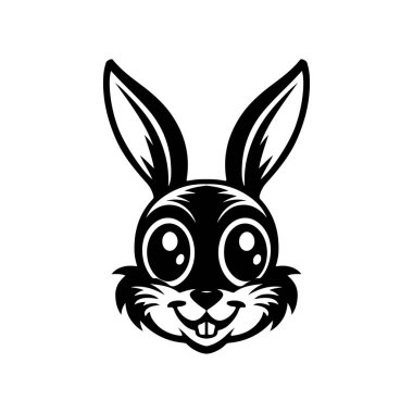 Tavşan kafası tasviri. Logo, etiket ve imza için tasarım ögesi. Vektör illüstrasyonu