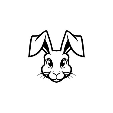 Tavşan kafası tasviri. Logo, etiket ve imza için tasarım ögesi. Vektör illüstrasyonu
