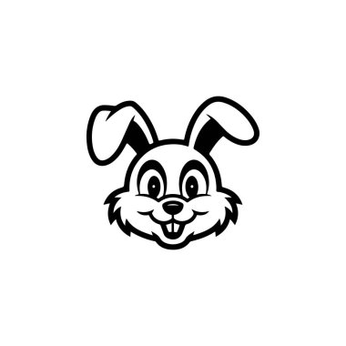 Tavşan kafası tasviri. Logo, etiket ve imza için tasarım ögesi. Vektör illüstrasyonu