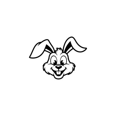 Tavşan kafası tasviri. Logo, etiket ve imza için tasarım ögesi. Vektör illüstrasyonu