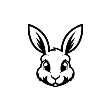 Tavşan kafası işareti. Komik Paskalya Tavşanı amblemi. Modern tarz tavşan işareti. Vektör illüstrasyonu