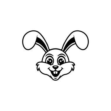 Tavşan kafası tasviri. Logo, etiket ve imza için tasarım ögesi. Vektör illüstrasyonu