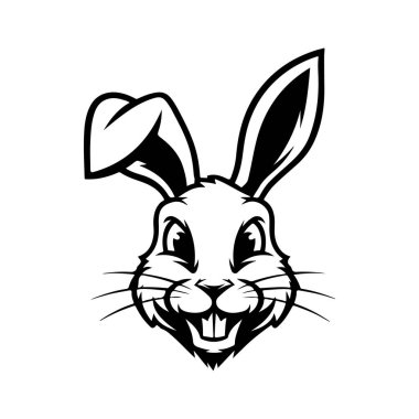Tavşan kafası tasviri. Logo, etiket ve imza için tasarım ögesi. Vektör illüstrasyonu