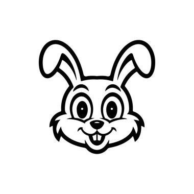 Tavşan kafası tasviri. Logo, etiket ve imza için tasarım ögesi. Vektör illüstrasyonu