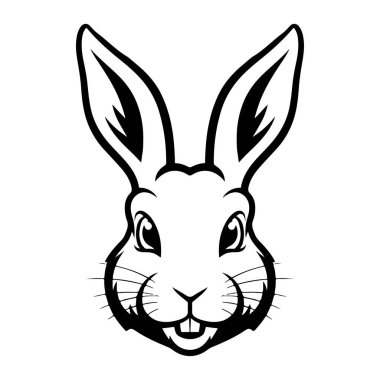 Tavşan kafası tasviri. Logo, etiket ve imza için tasarım ögesi. Vektör illüstrasyonu