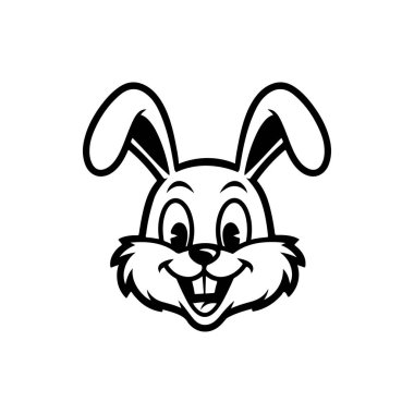 Tavşan kafası tasviri. Logo, etiket ve imza için tasarım ögesi. Vektör illüstrasyonu