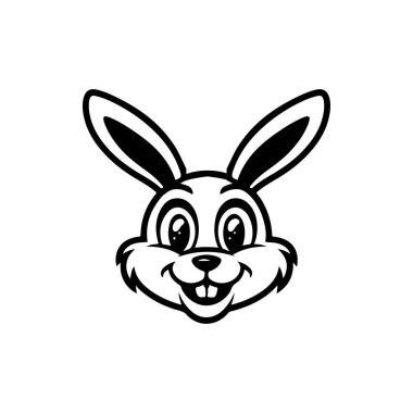 Tavşan kafası tasviri. Logo, etiket ve imza için tasarım ögesi. Vektör illüstrasyonu