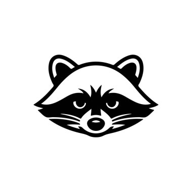Rakun kafası tasviri. Logo, etiket ve imza için tasarım ögesi. Vektör illüstrasyonu