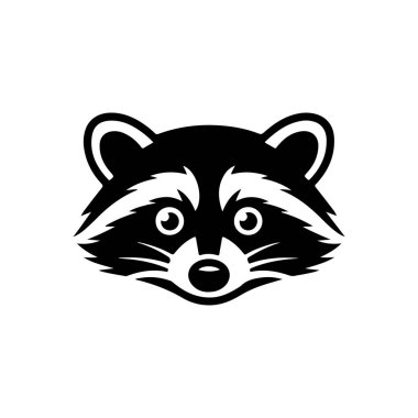 Rakun kafası tasviri. Logo, etiket ve imza için tasarım ögesi. Vektör illüstrasyonu