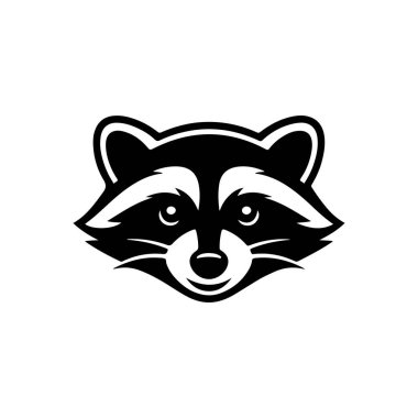 Rakun kafası tasviri. Logo, etiket ve imza için tasarım ögesi. Vektör illüstrasyonu