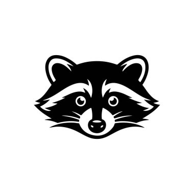 Rakun kafası tasviri. Logo, etiket ve imza için tasarım ögesi. Vektör illüstrasyonu