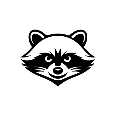 Rakun kafası tasviri. Logo, etiket ve imza için tasarım ögesi. Vektör illüstrasyonu