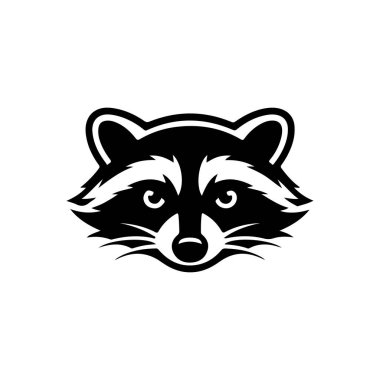 Rakun kafası tasviri. Logo, etiket ve imza için tasarım ögesi. Vektör illüstrasyonu