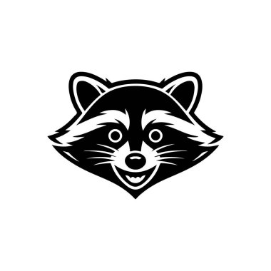 Rakun kafası tasviri. Logo, etiket ve imza için tasarım ögesi. Vektör illüstrasyonu