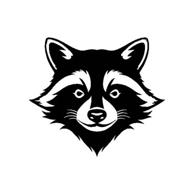 Rakun kafası tasviri. Logo, etiket ve imza için tasarım ögesi. Vektör illüstrasyonu