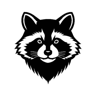 Rakun kafası tasviri. Logo, etiket ve imza için tasarım ögesi. Vektör illüstrasyonu