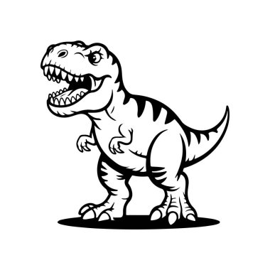 Beyaz arka planda izole edilmiş Tyrannosaurus tasviri. Çizgi film dinozoru. Logo, etiket ve tasarım için tasarım ögesi. Vektör illüstrasyonu