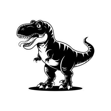 Beyaz arka planda izole edilmiş Tyrannosaurus tasviri. Çizgi film dinozoru. Logo, etiket ve tasarım için tasarım ögesi. Vektör illüstrasyonu