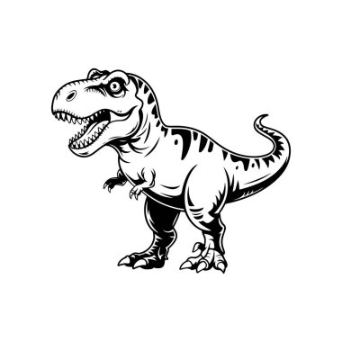 Beyaz arka planda izole edilmiş Tyrannosaurus tasviri. Çizgi film dinozoru. Logo, etiket ve tasarım için tasarım ögesi. Vektör illüstrasyonu