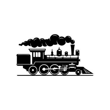 Beyaz arka planda izole edilmiş klasik trenler. Lokomotif simgesi. Etiket, marka işareti, işaret, poster için tasarım ögesi. Vektör illüstrasyonu