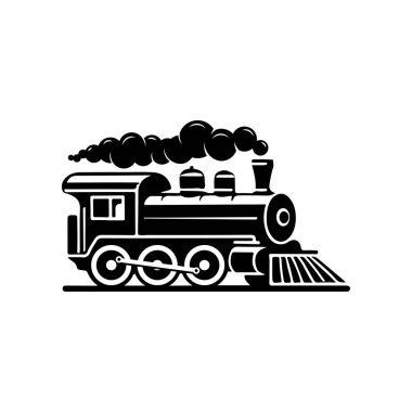 Beyaz arka planda izole edilmiş klasik trenler. Lokomotif simgesi. Etiket, marka işareti, işaret, poster için tasarım ögesi. Vektör illüstrasyonu