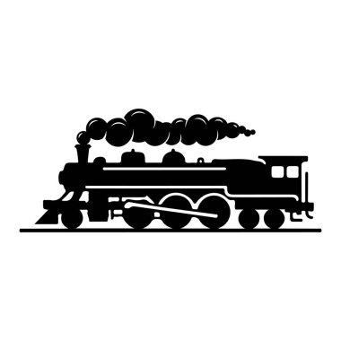 Beyaz arka planda izole edilmiş klasik tren. Logo, etiket, amblem ve imza için tasarım ögesi. Vektör illüstrasyonu