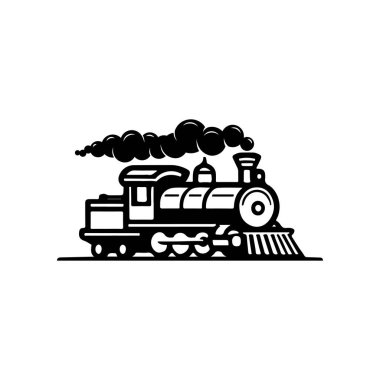 Beyaz arka planda izole edilmiş klasik trenler. Lokomotif simgesi. Etiket, marka işareti, işaret, poster için tasarım ögesi. Vektör illüstrasyonu