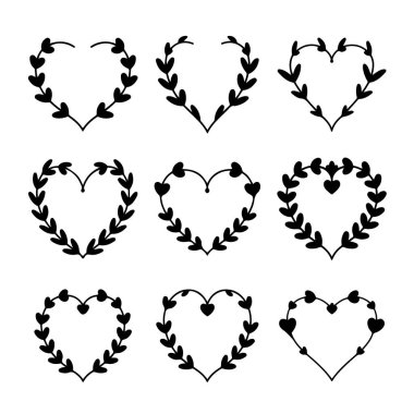 Çiçekli çelenk seti klasik tarzda. Dekorasyon için tasarım ögesi. Vektör illüstrasyonu