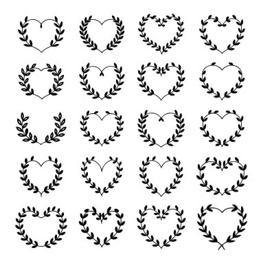 Çiçekli çelenk seti klasik tarzda. Dekorasyon için tasarım ögesi. Vektör illüstrasyonu