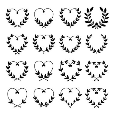 Çiçekli çelenk seti klasik tarzda. Dekorasyon için tasarım ögesi. Vektör illüstrasyonu