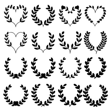 Çiçekli çelenk seti klasik tarzda. Dekorasyon için tasarım ögesi. Vektör illüstrasyonu