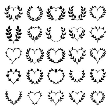 Çiçekli çelenk seti klasik tarzda. Dekorasyon için tasarım ögesi. Vektör illüstrasyonu