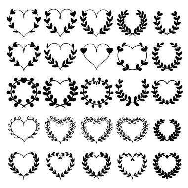 Çiçekli çelenk seti klasik tarzda. Dekorasyon için tasarım ögesi. Vektör illüstrasyonu