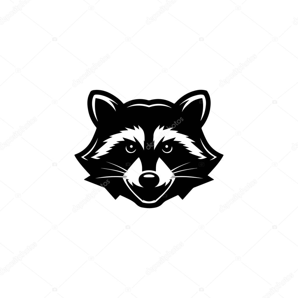 Illustration of racoon head. Design element for logo, label, sign. Vector illustration