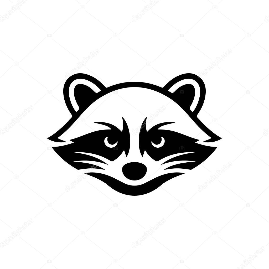 Illustration of racoon head. Design element for logo, label, sign. Vector illustration