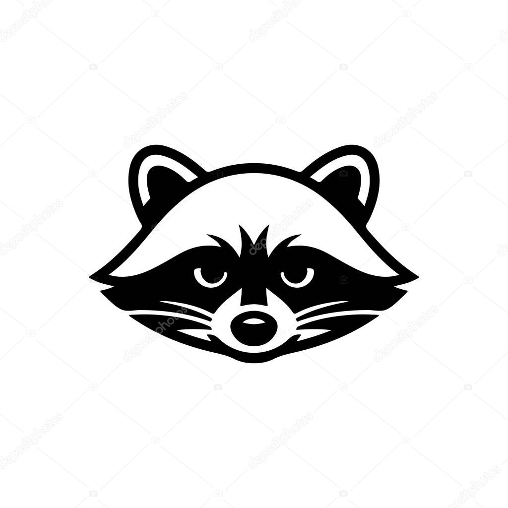 Illustration of racoon head. Design element for logo, label, sign. Vector illustration