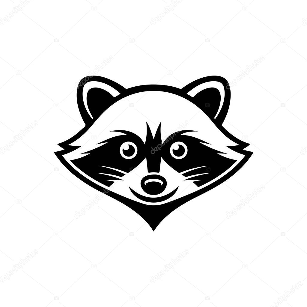Illustration of racoon head. Design element for logo, label, sign. Vector illustration