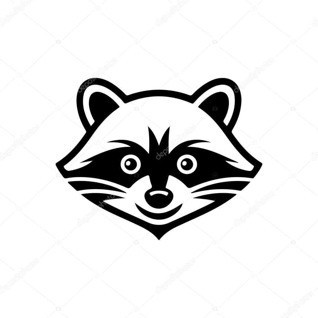 Illustration of racoon head. Design element for logo, label, sign. Vector illustration