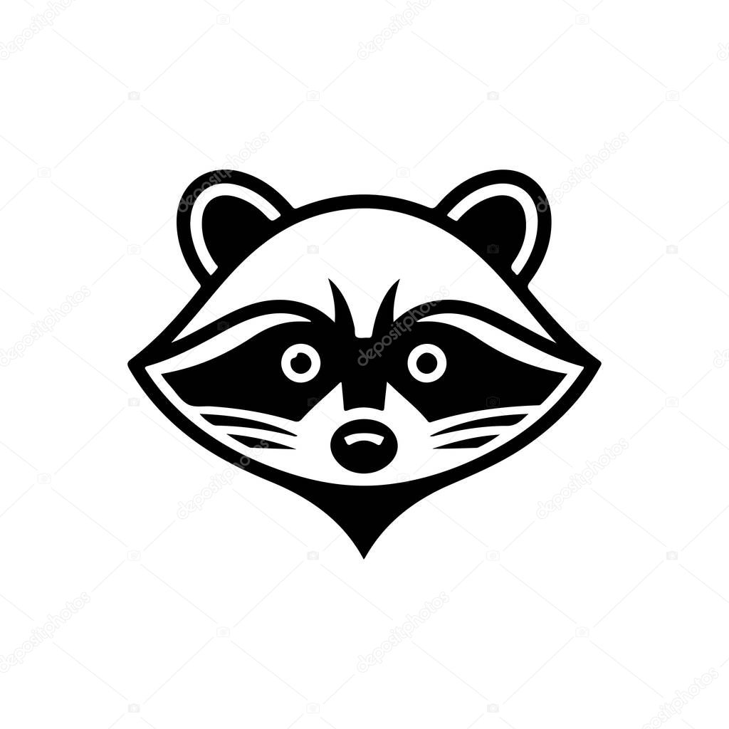 Illustration of racoon head. Design element for logo, label, sign. Vector illustration