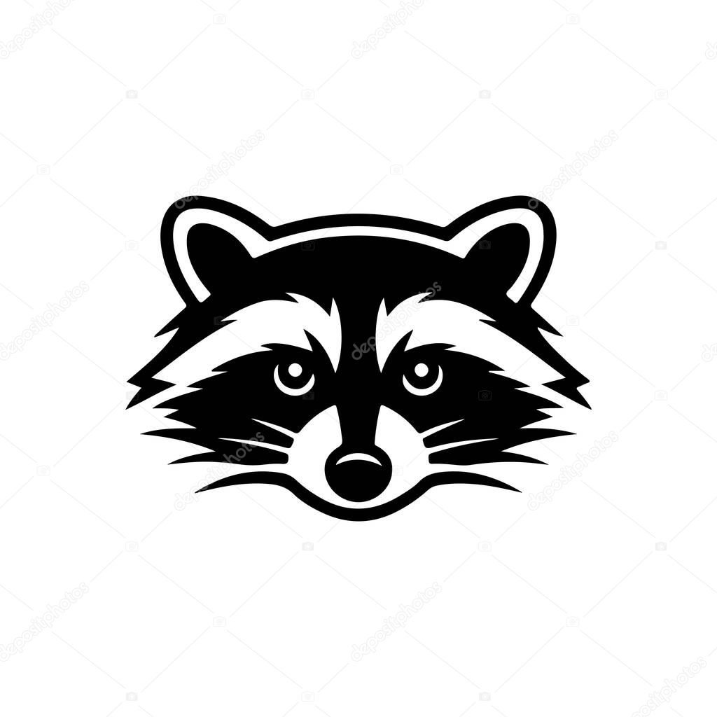 Illustration of racoon head. Design element for logo, label, sign. Vector illustration