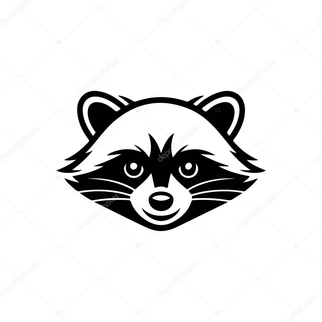 Illustration of racoon head. Design element for logo, label, sign. Vector illustration